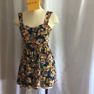 Lightweight skater skirt dress with tie back in sm